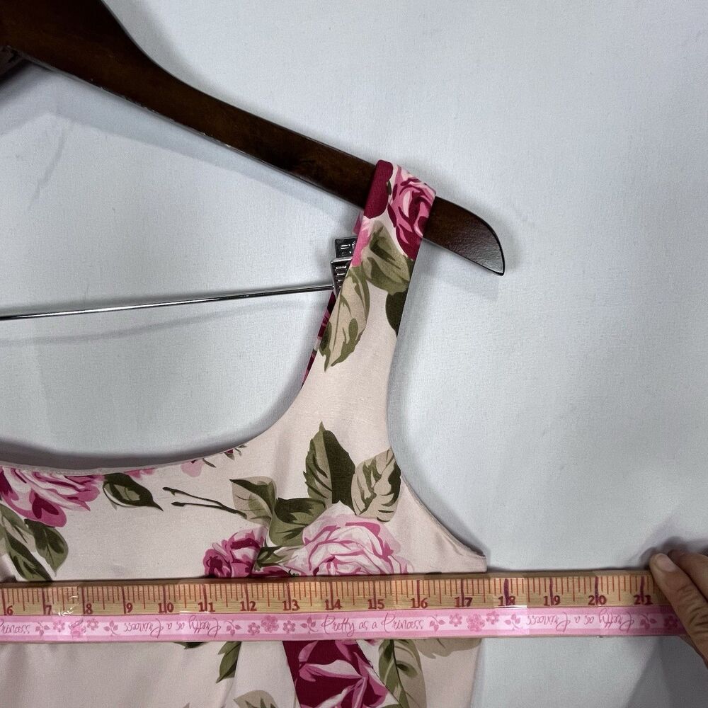 Donna Ricco 100% Silk Floral Dress Size 8 Pink Roses Fit Flare - Picture 13 of 16